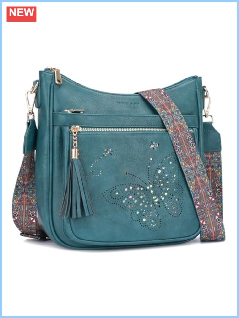 PU Leather Crossbody Bag Butterfly Shoulder Handbag Tassel